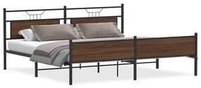 vidaXL Σκελετός Κρεβ. Χωρίς Στρώμα Καφέ Δρυς 193x201 εκ. Μεταλλικό