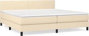vidaXL Κρεβάτι Boxspring με Στρώμα Κρεμ 200x200 εκ. Υφασμάτινο
