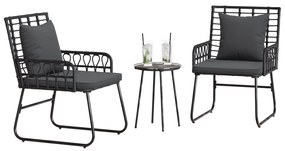 vidaXL Σέτ φαγητού για κήπο 3 pcs Μαύρο, Ανθρακί 35 x 35 x 45 εκ
