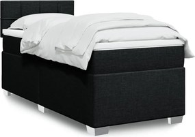 vidaXL Κρεβάτι Boxspring με Στρώμα Μαύρο 90x190 εκ.Υφασμάτινο