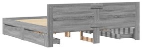 vidaXL Πλαίσιο Κρεβατιού με Κεφαλάρι Γκρι Sonoma 180x200εκ. Επεξ. Ξύλο