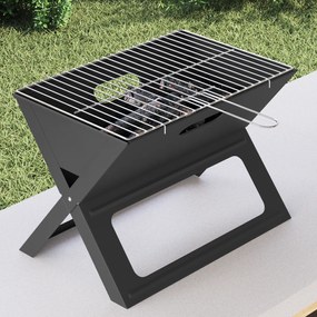 vidaXL Γκριλ BBQ Κάρβουνου - Αναδιπλούμενο, Μαύρο, 46x30x31 εκ, Κατασκευασμένο από Ατσάλι