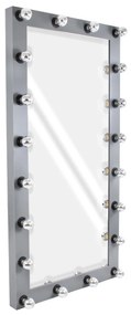 MIRROR-160x80-6 GloboStar®  MAKEUP MIRROR-160x80-6 Μοντέρνος Καθρέπτης Μακιγιάζ με Πλαίσιο Φυσικού Ξύλου με Διακόπτη On/Off 20 x E27 AC220-240V - Μ80 x Π7 x Υ160cm - Γκρι Ανθρακί