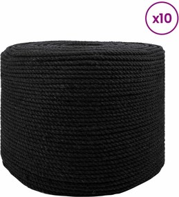 vidaXL Cotton Twine 10 τμχ. 2 mm 100 m Μαύρο 100% Βαμβάκι