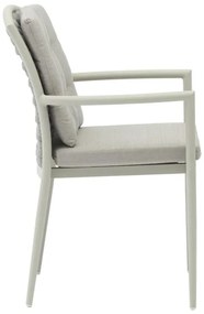 Καρέκλα - Πολυθρόνα Moritz αλουμίνιο γκρι σχοινί-μαξιλάρι μπεζ 57x64x87 εκ.