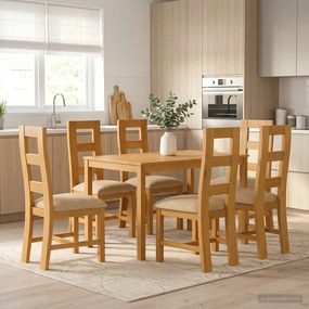 vidaXL Σετ τραπεζαρίας LELYSTAD 7 τμχ. Μπεζ 110 x 75 x 75 cm