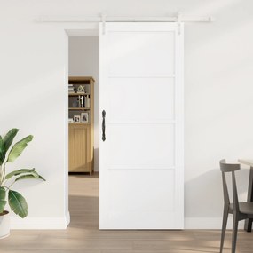 vidaXL Συρόμενη Πόρτα με Σετ Υλικών Λευκή 86x211 cm Στερεό Ξύλο Πεύκου