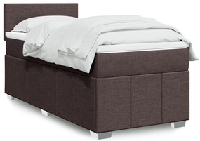 vidaXL Κρεβάτι Boxspring με Στρώμα Σκούρο Καφέ 90x200 εκ. Υφασμάτινο