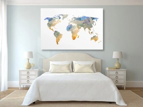 Εικόνα στον πολυγωνικό παγκόσμιο χάρτη από φελλό - 120x80  arrow