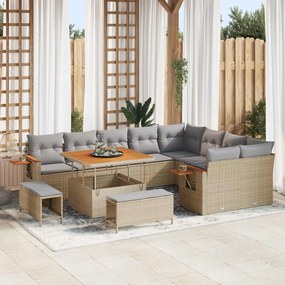 vidaXL Σετ Καναπέ Κήπου 12 pcs Μπεζ συνθετικό ρατάν