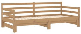 vidaXL Καναπές Κρεβάτι Καφέ Μελί 2 x (90 x 200) εκ. Μασίφ Ξύλο Πεύκου
