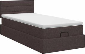 vidaXL Κρεβάτι Ottoman με στρώμα Σκούρο Καφέ 90 x 190 cm Ύφασμα