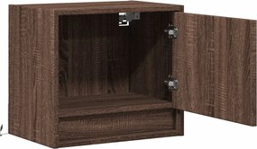 vidaXL Κομοδίνα Επιτοίχια με Φώτα LED 2 τεμ. Καφέ Δρυς