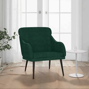 vidaXL Πολυθρόνα Σκούρο Πράσινο 63x76x80 εκ. Βελούδινη