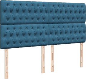 vidaXL Κρεβάτι Boxspring με Στρώμα Μπλε 200x200 εκ. Βελούδινο