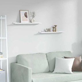vidaXL Ράφι Τοίχου με ράφι Επιτοίχιο 2 pcs Λευκό Μάρμαρο 60 x 9 x 3 cm