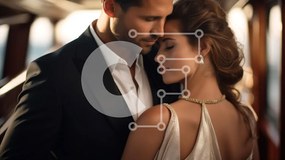 Intra Συλλεκτικό Ξύλινο Παζλ Plywood  4mm - Ζευγάρι αγκαλιάζεται με επίσημη ενδυμασία Σε Ξύλινο Κουτί - Διαστάσεις Puzzle: 10x10 cm – 25 κομμάτια