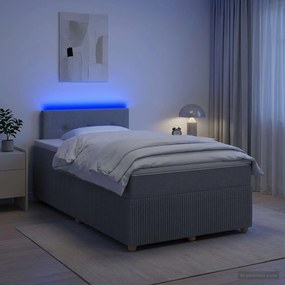 vidaXL Κρεβάτι box spring με στρώμα Ανοιχτό γκρι 120 x 200 cm Ύφασμα