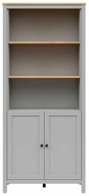 Βιβλιοθήκη Boston DZ101, Ανοιχτό, Κλειστό, Με πόρτες, Πλαστικοποιημένη μοριοσανίδα, 203x90x41cm, 57 kg, Γκρι, Ανοιχτό χρώμα ξύλου | Epipla1.gr