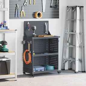 vidaXL Καρότσι εργαλείων με ράφι Ανθρακί 65 x 35 x 111 εκ Κρύα χάλυβας