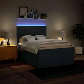 vidaXL Κρεβάτι Boxspring με Στρώμα Μπλε 140x190 εκ. Υφασμάτινο