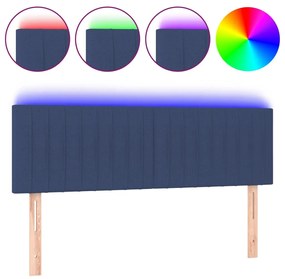 Κεφαλάρι Κρεβατιού LED Μπλε 144x5x78/88 εκ. Υφασμάτινο 3121854