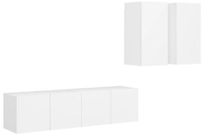 vidaXL Έπιπλα Τηλεόρασης Σετ 4 Τεμαχίων Λευκό από Επεξ. Ξύλο