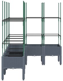 vidaXL Ζαρντινιέρα Κήπου με Καφασωτό Γκρι 160x120x142,5 εκ. από PP