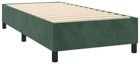 vidaXL Κρεβάτι Boxspring με Στρώμα &amp; LED Σκ. Πράσινο 80x200 εκ Βελούδο