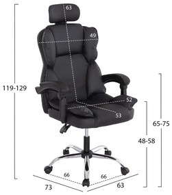 ΚΑΡΕΚΛΑ ΓΡΑΦΕΙΟΥ OCTAVIUS  ΜΑΥΡΟ PVC &amp; NYLON-ΜΕΤΑΛ.ΧΡΩΜΙΟ ΒΑΣΗ 52x55x128Υεκ