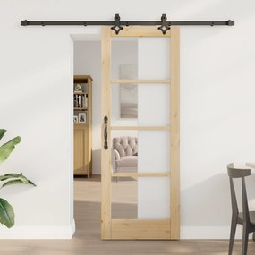 vidaXL Συρόμενη πόρτα με σετ υλικών "ORKDAL" Ξύλο & Γυαλί