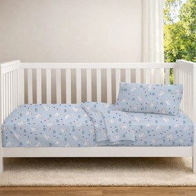 Σεντόνια Κούνιας (Σετ) Dimcol Rabbit Garden 584 Sky Blue