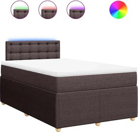 vidaXL Κρεβάτι Boxspring με Στρώμα Σκούρο Καφέ 120x200 εκ. Υφασμάτινο