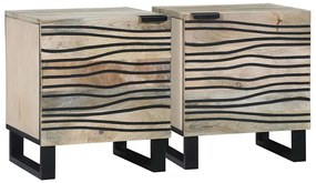 Κομοδίνο 2 pcs Λευκό και Μαύρο 40 x 33 x 46 εκ.