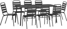 vidaXL Σετ Τραπεζαρίας Κήπου 9 Τεμαχίων Ανθρακί από Ατσάλι