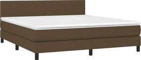 vidaXL Κρεβάτι Boxspring με Στρώμα Σκούρο Καφέ 180x200 εκ Υφασμάτινο