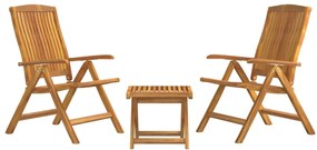 vidaXL Σαλόνι Κήπου Σετ 3 Τεμαχίων από Μασίφ Ξύλο Teak