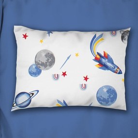 Μαξιλαροθήκη Παιδική Space Mission 184 White-Blue DimCol 35X45 35x45cm 100% Βαμβάκι
