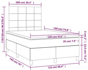 Κρεβάτι Boxspring με Στρώμα Μαύρο 120x190 εκ. Υφασμάτινο - Μαύρο