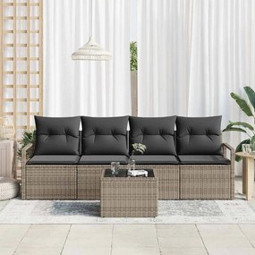 vidaXL Σετ Καναπέ Κήπου με μαξιλάρι 5 pcs Γκρι 55 x 55 x 37 εκ