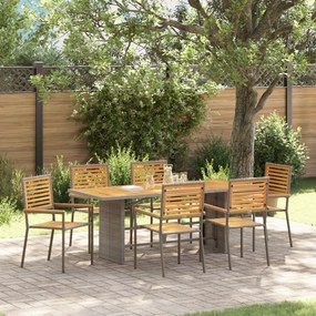 vidaXL Σέτ φαγητού για κήπο 7 pcs Γκρι 190 x 80 x 75 εκ.