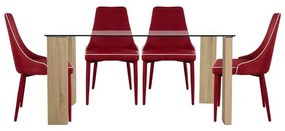 Σετ τραπεζαρίας C10079.04 5τμχ με Τραπέζι MORGAN 140x80x75εκ. &amp; Καρέκλες MOLI Μπορντώ