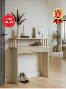 Stewehome Κονσόλα εισόδου μοντέρνα από τραβερτίνη με ράφι 90x30x91 cm