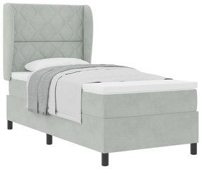 vidaXL Κρεβάτι με Στρώμα Light Grey 90x190 cm Βελούδο