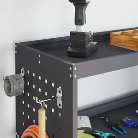 vidaXL Καρότσι εργαλείων με ράφι Ανθρακί 75 x 35 x 73 εκ. Κρύα χάλυβας