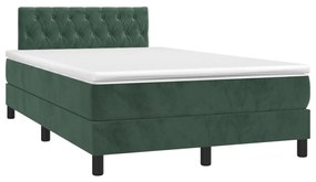 Κρεβάτι Boxspring με Στρώμα Σκούρο Πράσινο 120x190εκ. Βελούδινο - Πράσινο