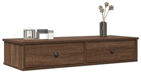 Ράφι τοίχου με συρτάρια καφέ δρυς 100x37,5x19 cm Ξύλο μηχανής - Καφέ