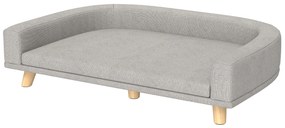 PawHut Καναπές Σκύλου για Μεγάλους Σκύλους έως 30 kg, Μαλακό Μαξιλάρι, Πόδια από Ξύλο Πεύκου, 98 x 67 x 25 εκ., Γκρι