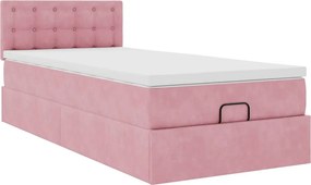 vidaXL Οθωμανικό κρεβάτι με στρώμα ροζ 100x200cm Velvet