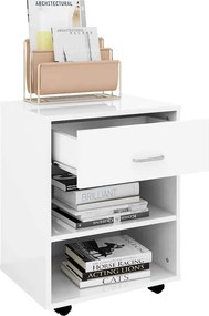 vidaXL Ντουλάπι Τροχήλατο Λευκό Γυαλ. 46 x 36 x 59 εκ. από Επεξ. Ξύλο